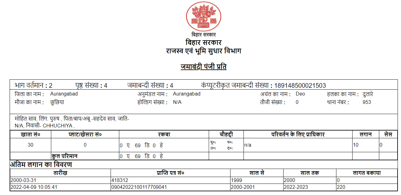 bihar bhumi portal jamabandi